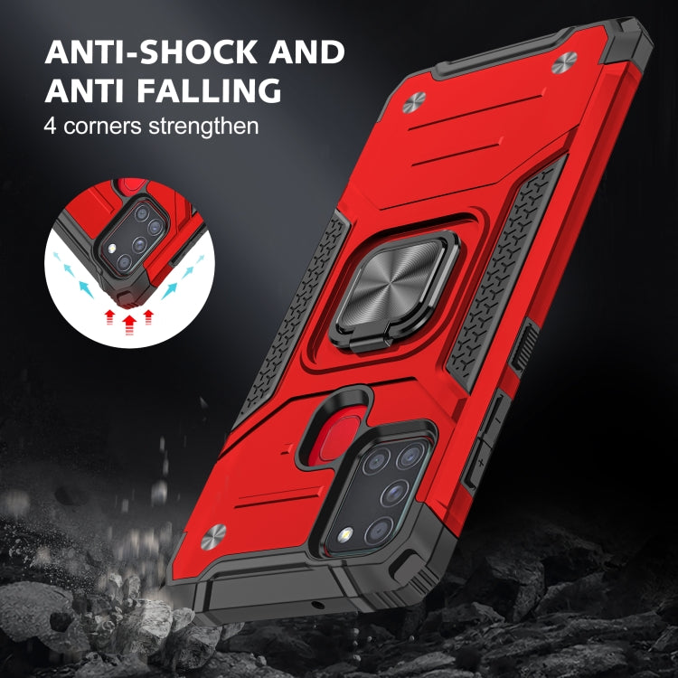 For Samsung Galaxy A21s Magnetic Armor Shockproof TPU + PC Case with Metal Ring Holder