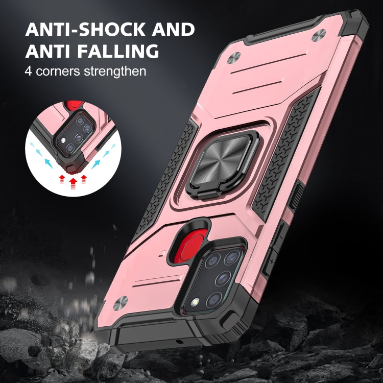 For Samsung Galaxy A21s Magnetic Armor Shockproof TPU + PC Case with Metal Ring Holder