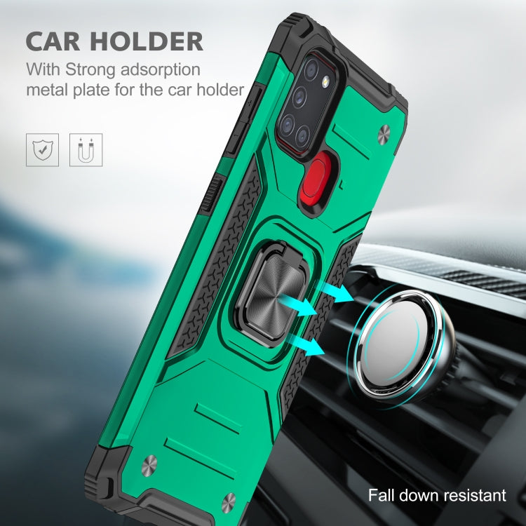 For Samsung Galaxy A21s Magnetic Armor Shockproof TPU + PC Case with Metal Ring Holder
