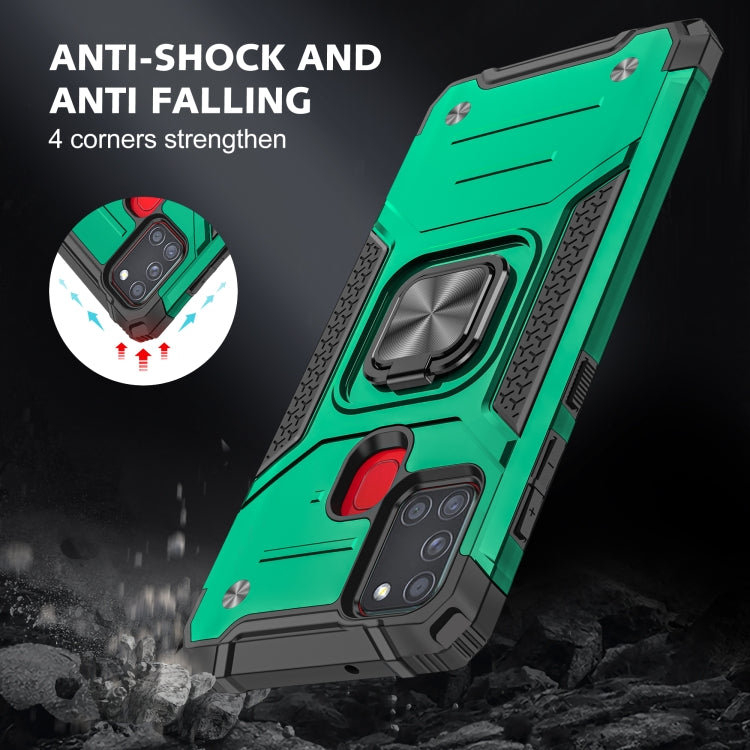For Samsung Galaxy A21s Magnetic Armor Shockproof TPU + PC Case with Metal Ring Holder