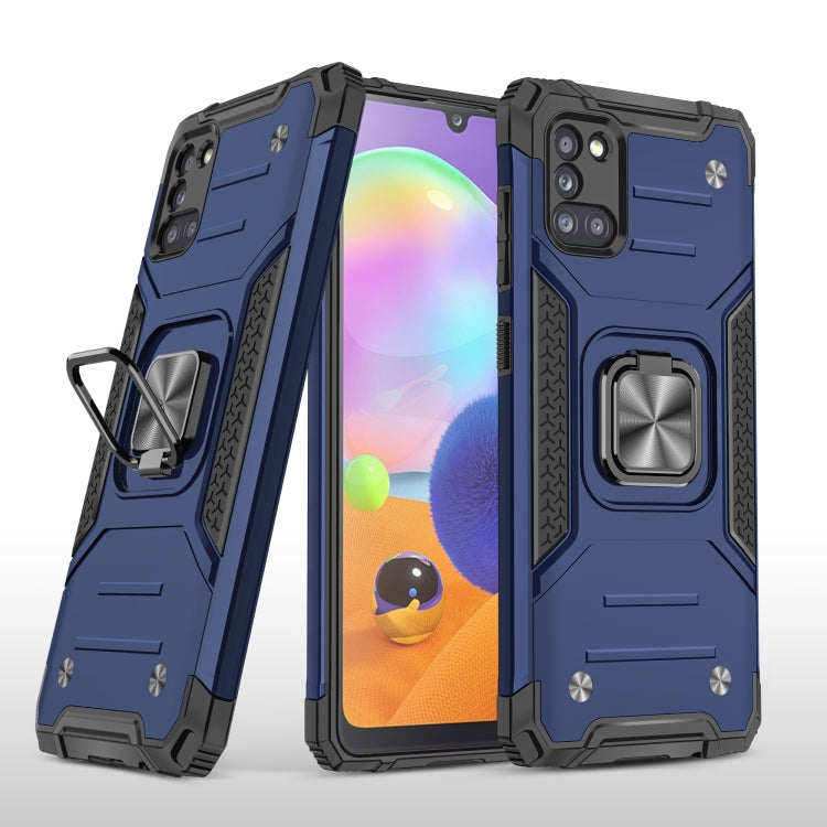 For Samsung Galaxy A31 Magnetic Armor Shockproof TPU + PC Case with Metal Ring Holder