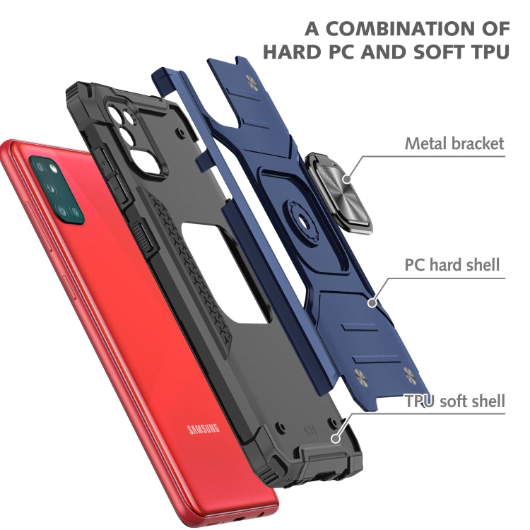 For Samsung Galaxy A31 Magnetic Armor Shockproof TPU + PC Case with Metal Ring Holder