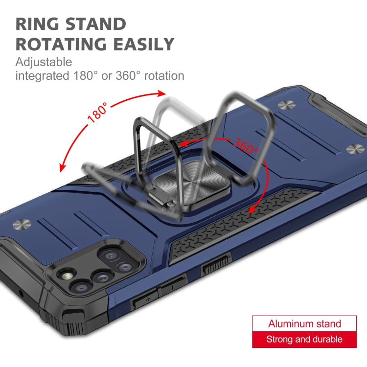For Samsung Galaxy A31 Magnetic Armor Shockproof TPU + PC Case with Metal Ring Holder