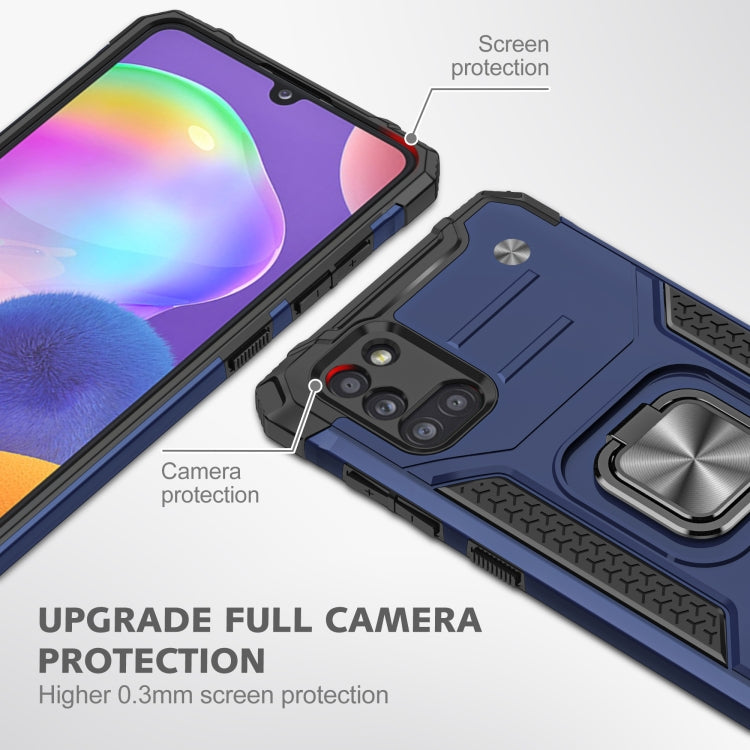 For Samsung Galaxy A31 Magnetic Armor Shockproof TPU + PC Case with Metal Ring Holder