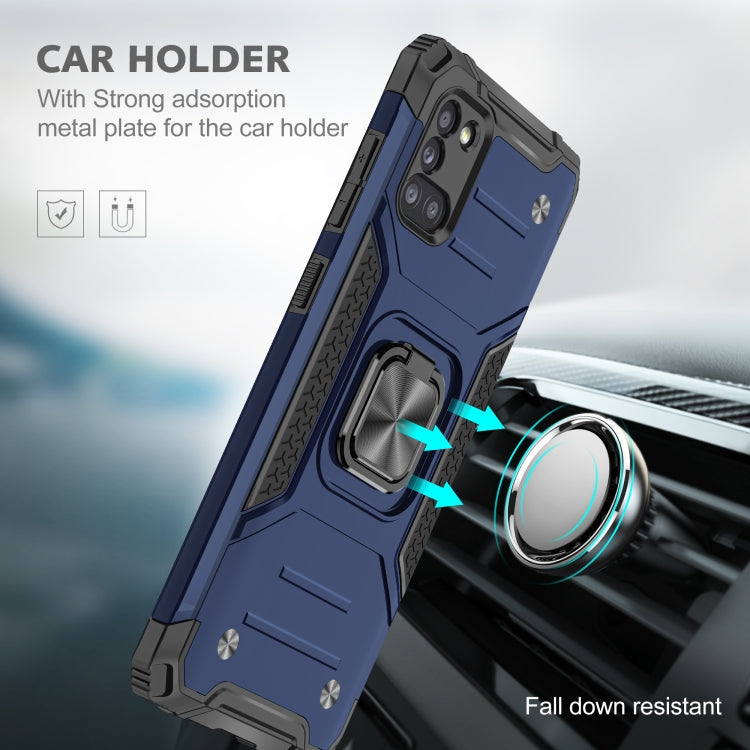 For Samsung Galaxy A31 Magnetic Armor Shockproof TPU + PC Case with Metal Ring Holder