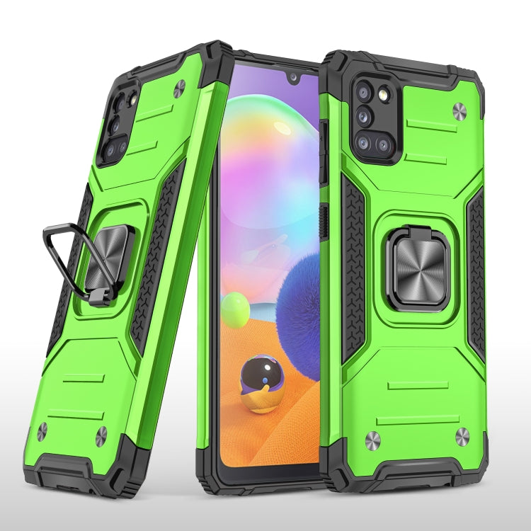 For Samsung Galaxy A31 Magnetic Armor Shockproof TPU + PC Case with Metal Ring Holder