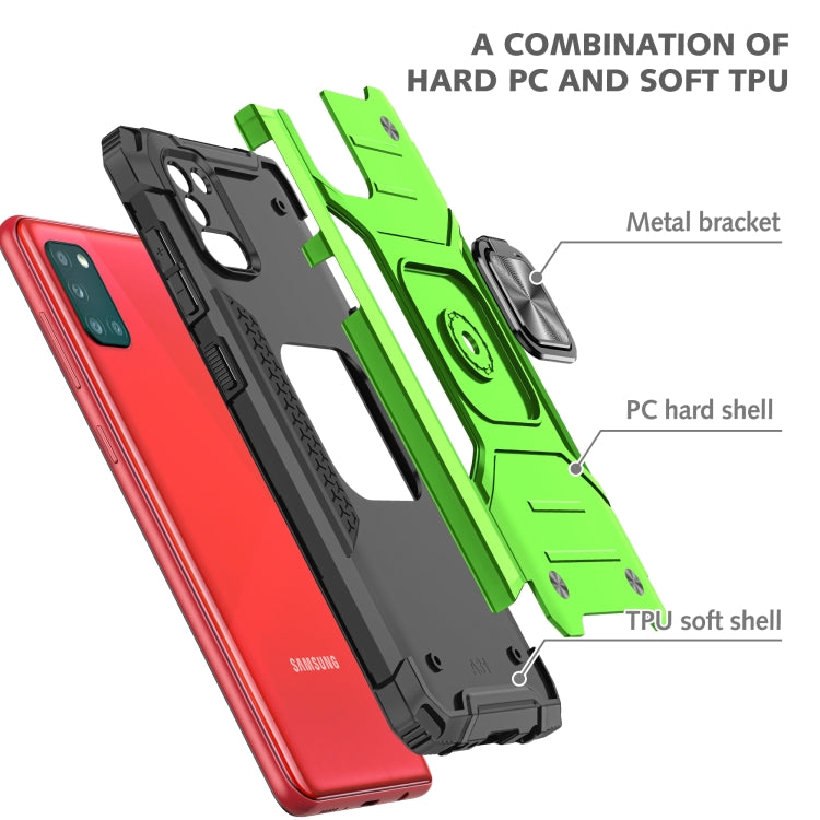 For Samsung Galaxy A31 Magnetic Armor Shockproof TPU + PC Case with Metal Ring Holder