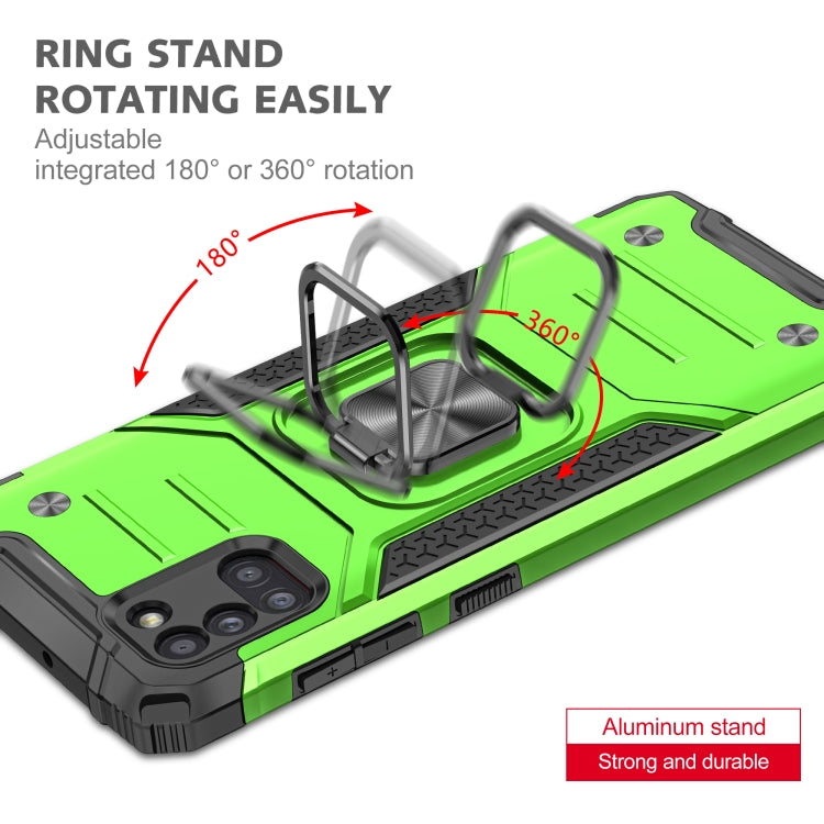 For Samsung Galaxy A31 Magnetic Armor Shockproof TPU + PC Case with Metal Ring Holder