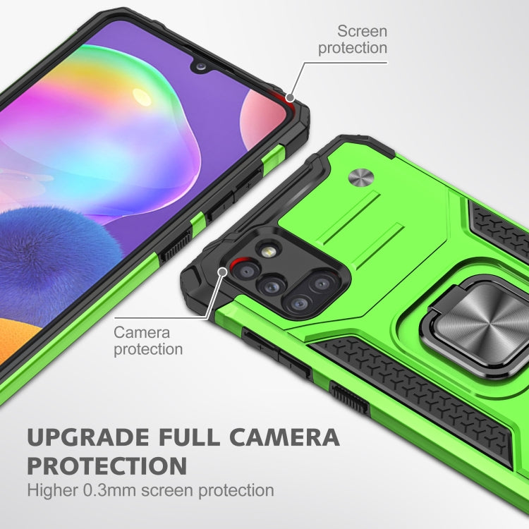 For Samsung Galaxy A31 Magnetic Armor Shockproof TPU + PC Case with Metal Ring Holder