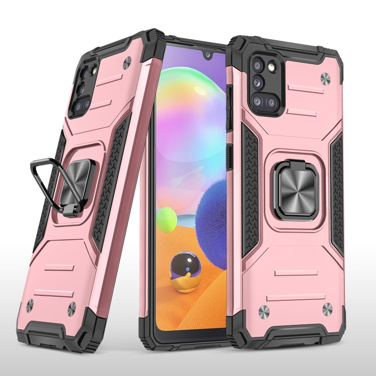 For Samsung Galaxy A31 Magnetic Armor Shockproof TPU + PC Case with Metal Ring Holder
