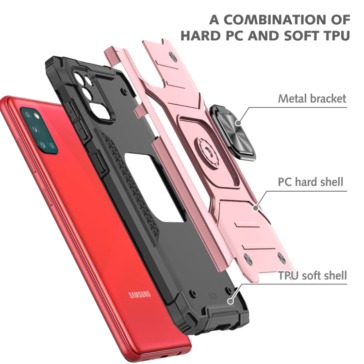 For Samsung Galaxy A31 Magnetic Armor Shockproof TPU + PC Case with Metal Ring Holder