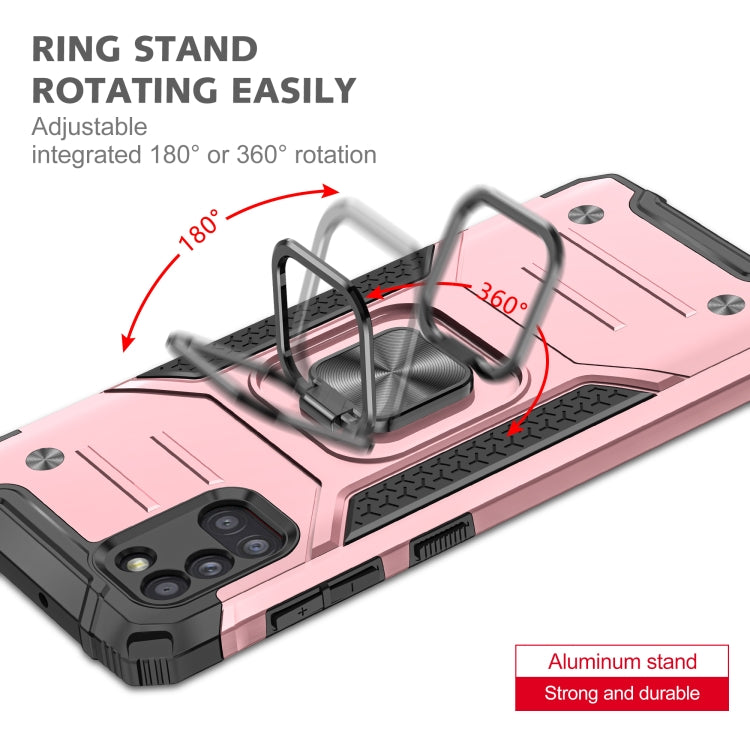 For Samsung Galaxy A31 Magnetic Armor Shockproof TPU + PC Case with Metal Ring Holder