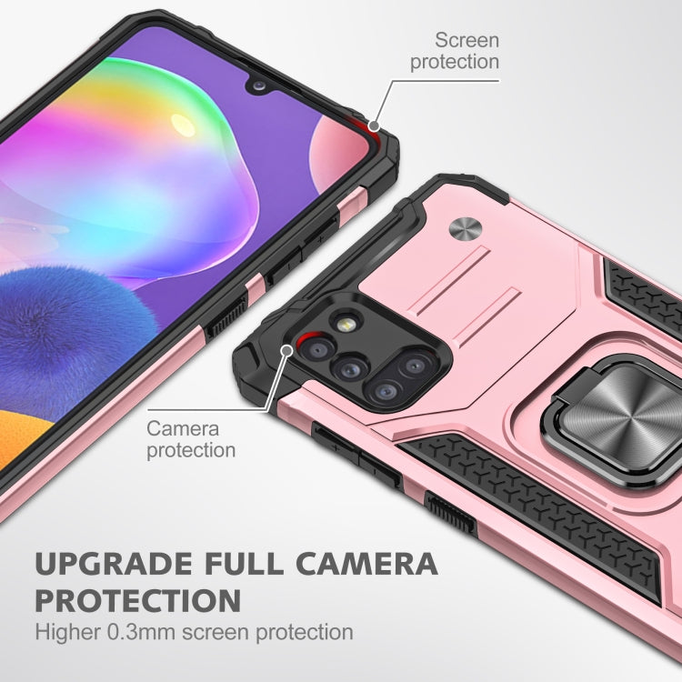 For Samsung Galaxy A31 Magnetic Armor Shockproof TPU + PC Case with Metal Ring Holder