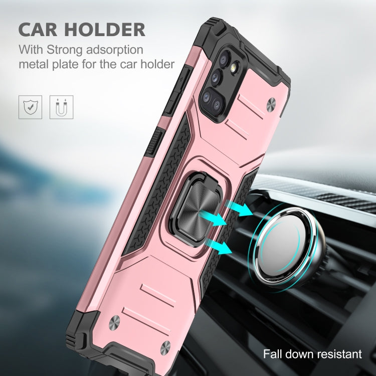 For Samsung Galaxy A31 Magnetic Armor Shockproof TPU + PC Case with Metal Ring Holder