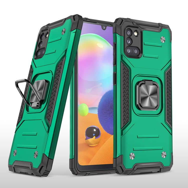For Samsung Galaxy A31 Magnetic Armor Shockproof TPU + PC Case with Metal Ring Holder