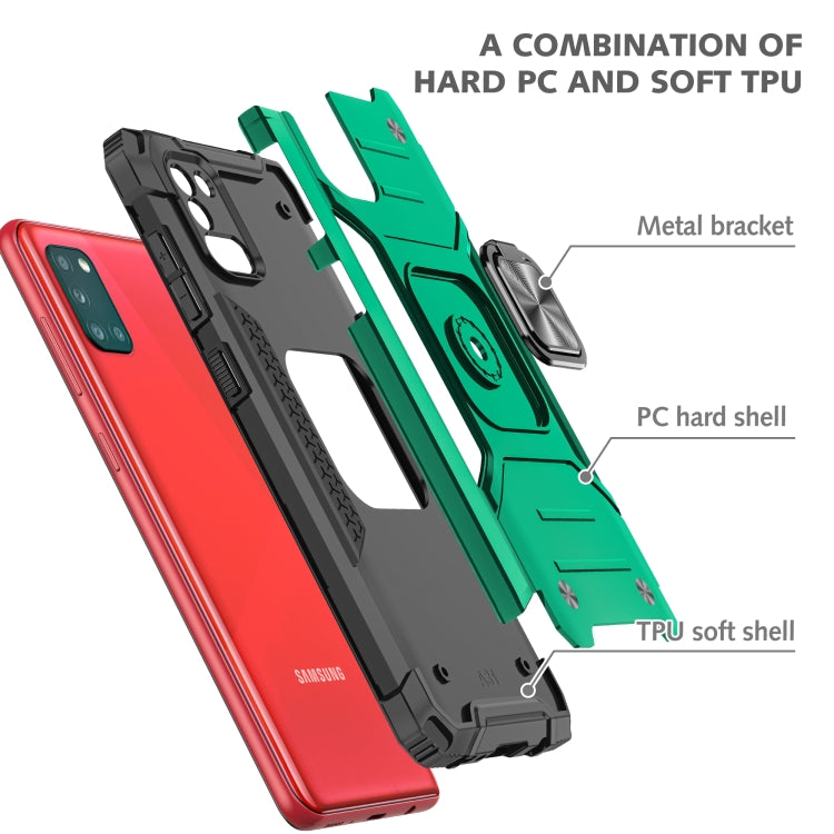 For Samsung Galaxy A31 Magnetic Armor Shockproof TPU + PC Case with Metal Ring Holder