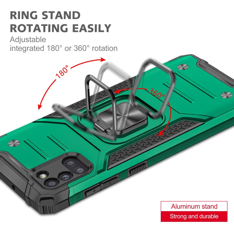 For Samsung Galaxy A31 Magnetic Armor Shockproof TPU + PC Case with Metal Ring Holder