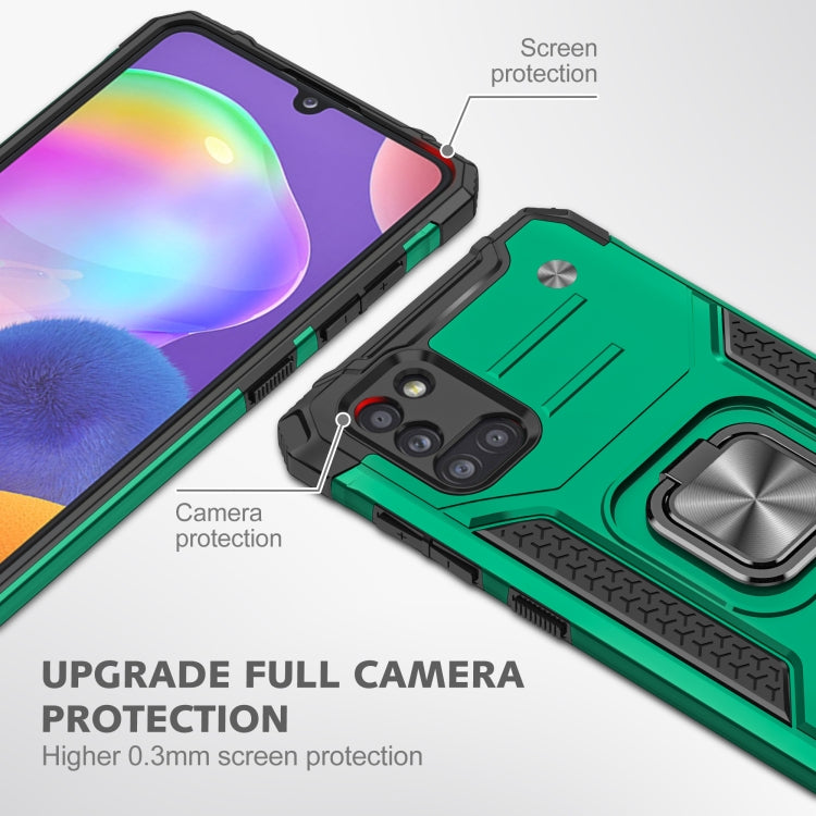 For Samsung Galaxy A31 Magnetic Armor Shockproof TPU + PC Case with Metal Ring Holder