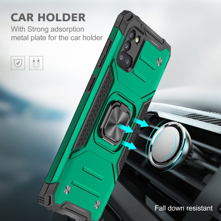 For Samsung Galaxy A31 Magnetic Armor Shockproof TPU + PC Case with Metal Ring Holder