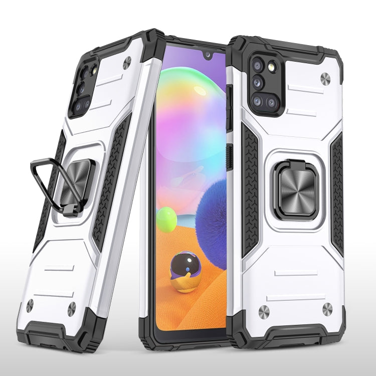 For Samsung Galaxy A31 Magnetic Armor Shockproof TPU + PC Case with Metal Ring Holder