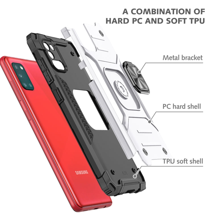 For Samsung Galaxy A31 Magnetic Armor Shockproof TPU + PC Case with Metal Ring Holder