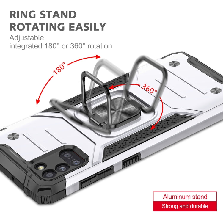 For Samsung Galaxy A31 Magnetic Armor Shockproof TPU + PC Case with Metal Ring Holder