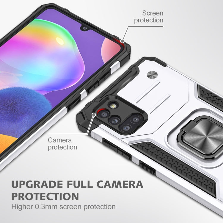 For Samsung Galaxy A31 Magnetic Armor Shockproof TPU + PC Case with Metal Ring Holder