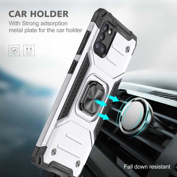 For Samsung Galaxy A31 Magnetic Armor Shockproof TPU + PC Case with Metal Ring Holder