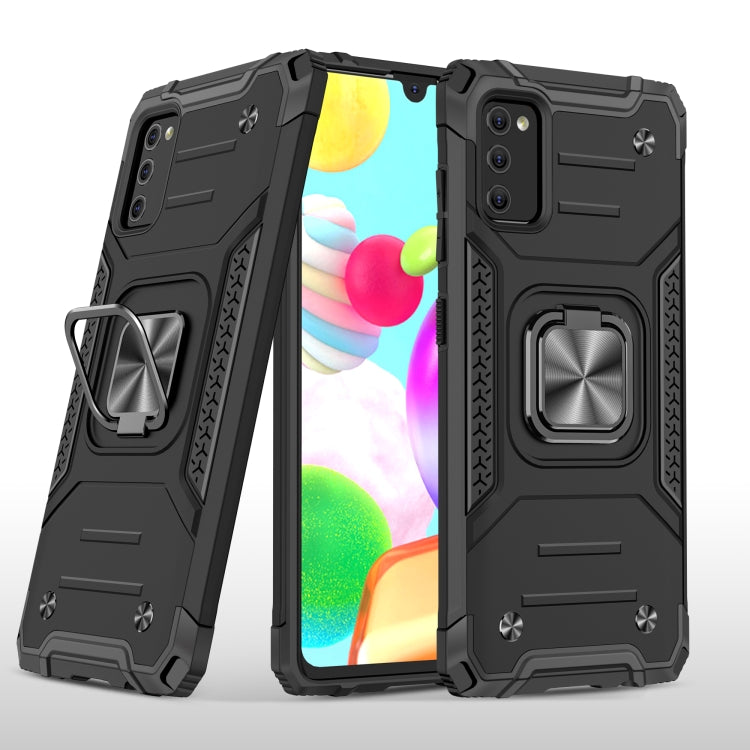 For Samsung Galaxy A41 Magnetic Armor Shockproof TPU + PC Case with Metal Ring Holder