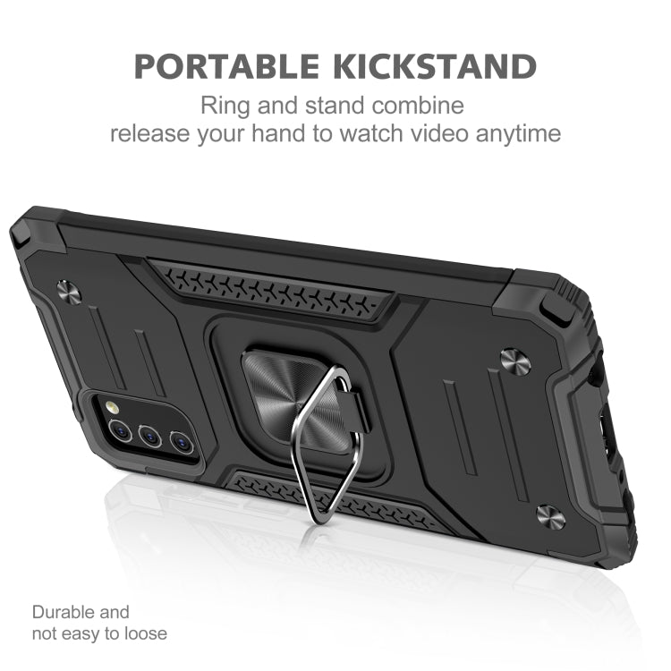 For Samsung Galaxy A41 Magnetic Armor Shockproof TPU + PC Case with Metal Ring Holder