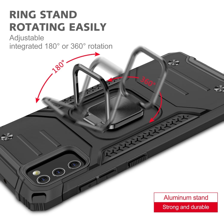 For Samsung Galaxy A41 Magnetic Armor Shockproof TPU + PC Case with Metal Ring Holder