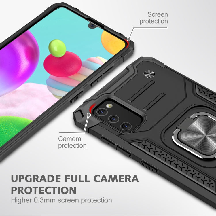 For Samsung Galaxy A41 Magnetic Armor Shockproof TPU + PC Case with Metal Ring Holder