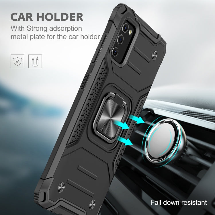 For Samsung Galaxy A41 Magnetic Armor Shockproof TPU + PC Case with Metal Ring Holder