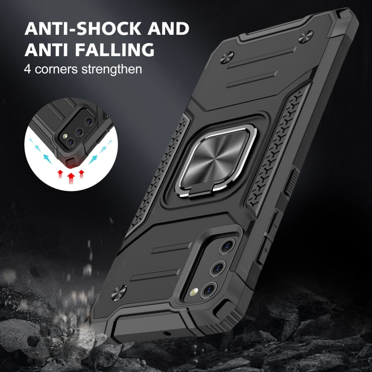 For Samsung Galaxy A41 Magnetic Armor Shockproof TPU + PC Case with Metal Ring Holder