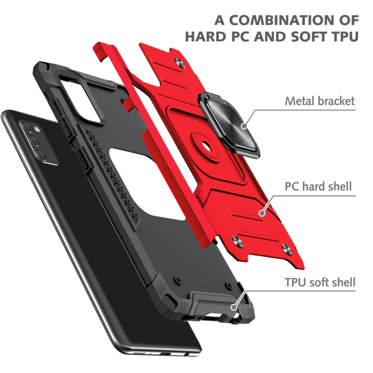 For Samsung Galaxy A41 Magnetic Armor Shockproof TPU + PC Case with Metal Ring Holder