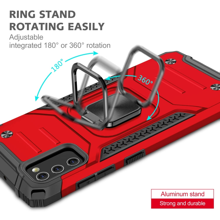 For Samsung Galaxy A41 Magnetic Armor Shockproof TPU + PC Case with Metal Ring Holder