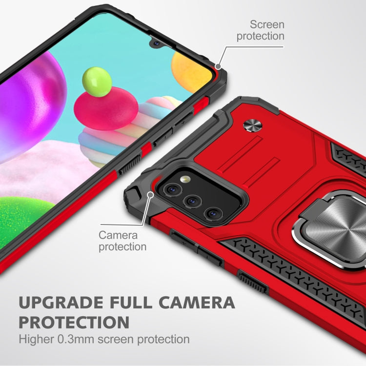 For Samsung Galaxy A41 Magnetic Armor Shockproof TPU + PC Case with Metal Ring Holder