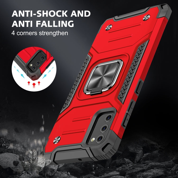 For Samsung Galaxy A41 Magnetic Armor Shockproof TPU + PC Case with Metal Ring Holder