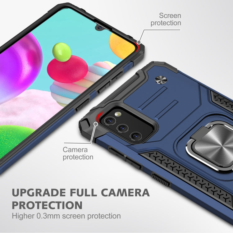 For Samsung Galaxy A41 Magnetic Armor Shockproof TPU + PC Case with Metal Ring Holder