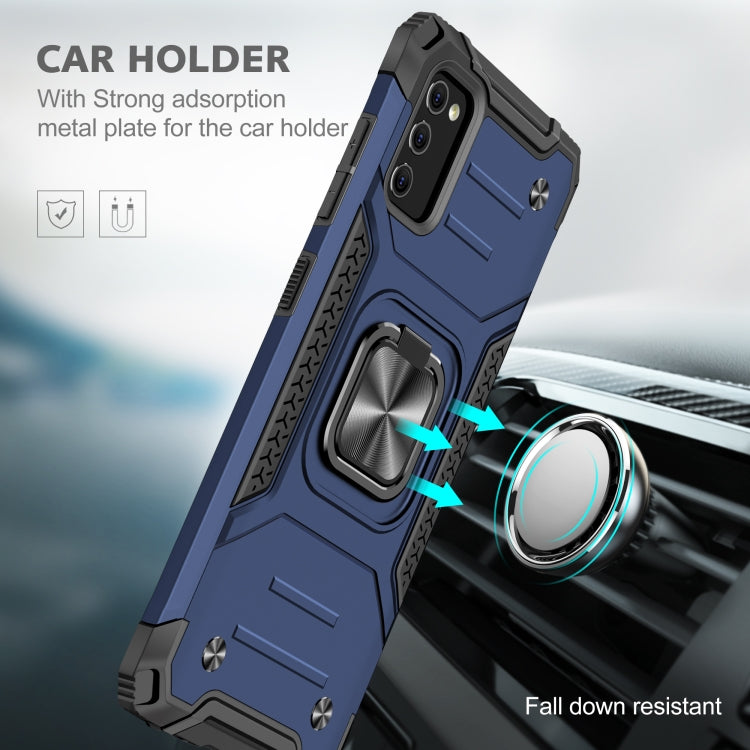 For Samsung Galaxy A41 Magnetic Armor Shockproof TPU + PC Case with Metal Ring Holder