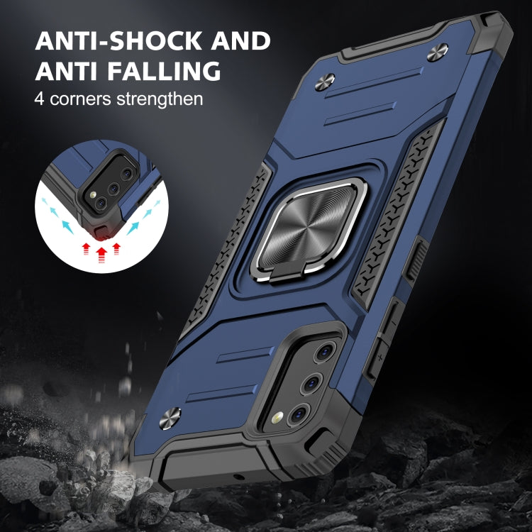 For Samsung Galaxy A41 Magnetic Armor Shockproof TPU + PC Case with Metal Ring Holder