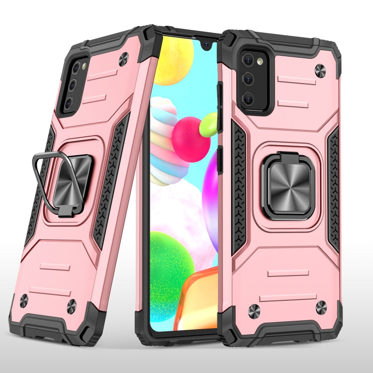 For Samsung Galaxy A41 Magnetic Armor Shockproof TPU + PC Case with Metal Ring Holder