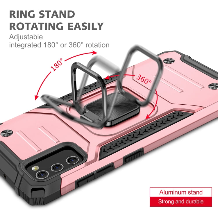 For Samsung Galaxy A41 Magnetic Armor Shockproof TPU + PC Case with Metal Ring Holder
