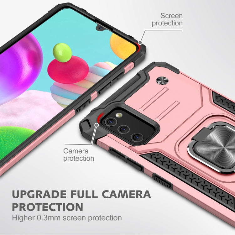 For Samsung Galaxy A41 Magnetic Armor Shockproof TPU + PC Case with Metal Ring Holder