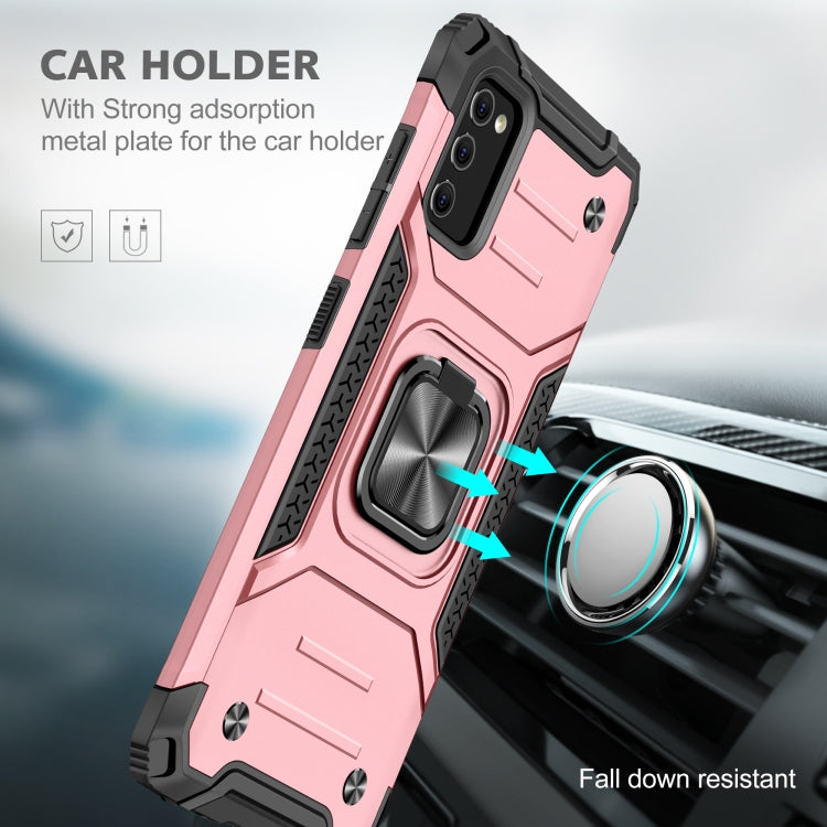 For Samsung Galaxy A41 Magnetic Armor Shockproof TPU + PC Case with Metal Ring Holder