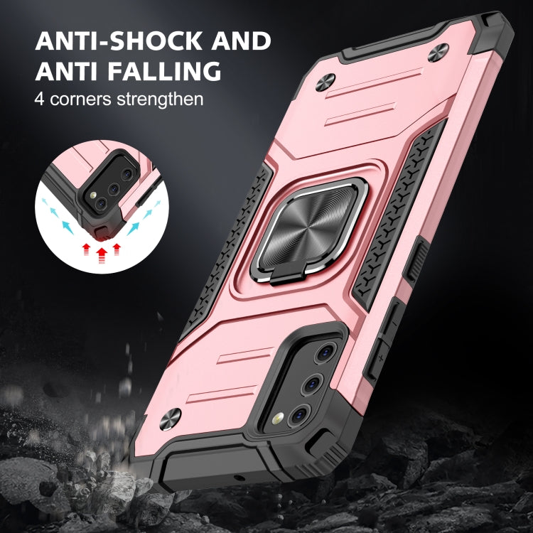For Samsung Galaxy A41 Magnetic Armor Shockproof TPU + PC Case with Metal Ring Holder