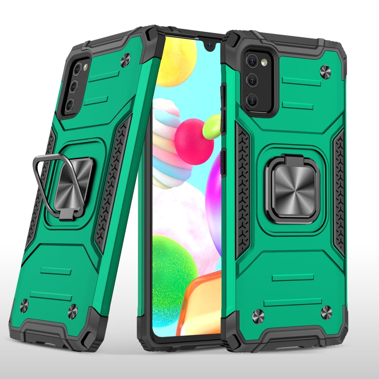 For Samsung Galaxy A41 Magnetic Armor Shockproof TPU + PC Case with Metal Ring Holder