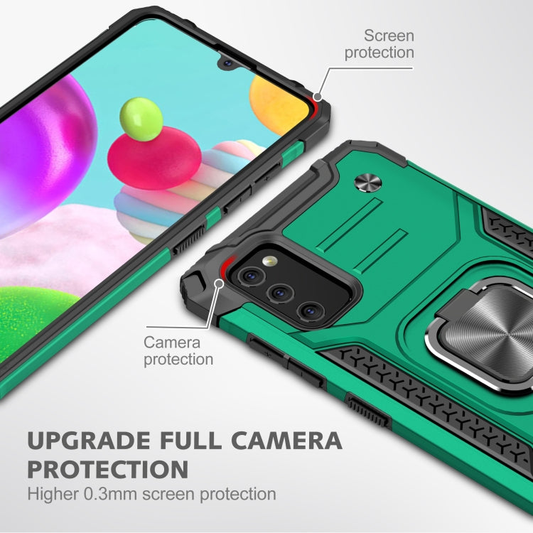 For Samsung Galaxy A41 Magnetic Armor Shockproof TPU + PC Case with Metal Ring Holder
