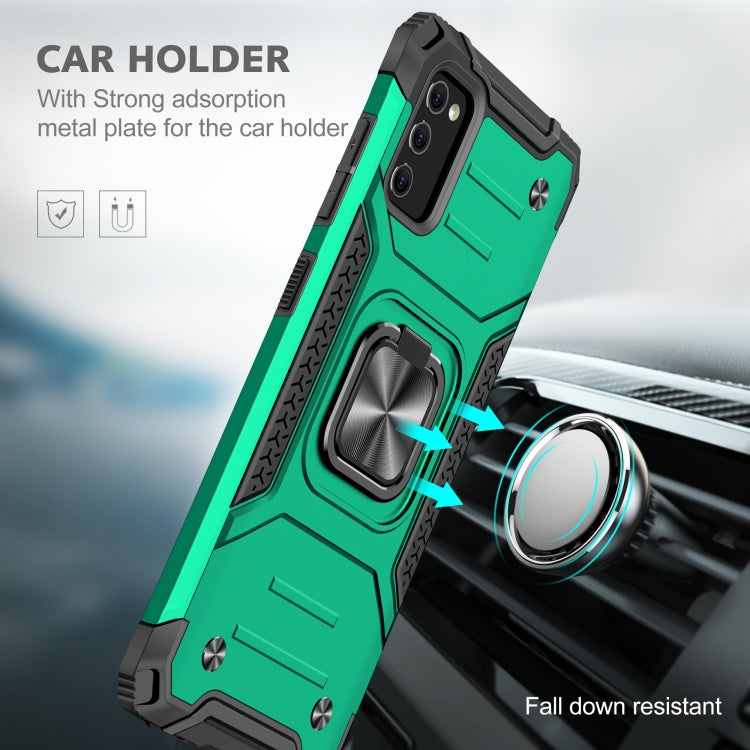 For Samsung Galaxy A41 Magnetic Armor Shockproof TPU + PC Case with Metal Ring Holder