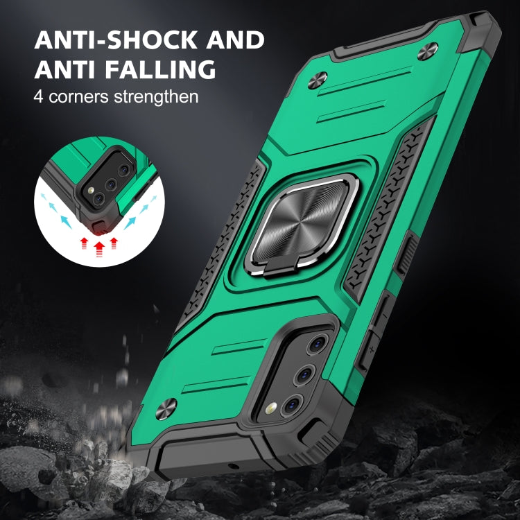For Samsung Galaxy A41 Magnetic Armor Shockproof TPU + PC Case with Metal Ring Holder